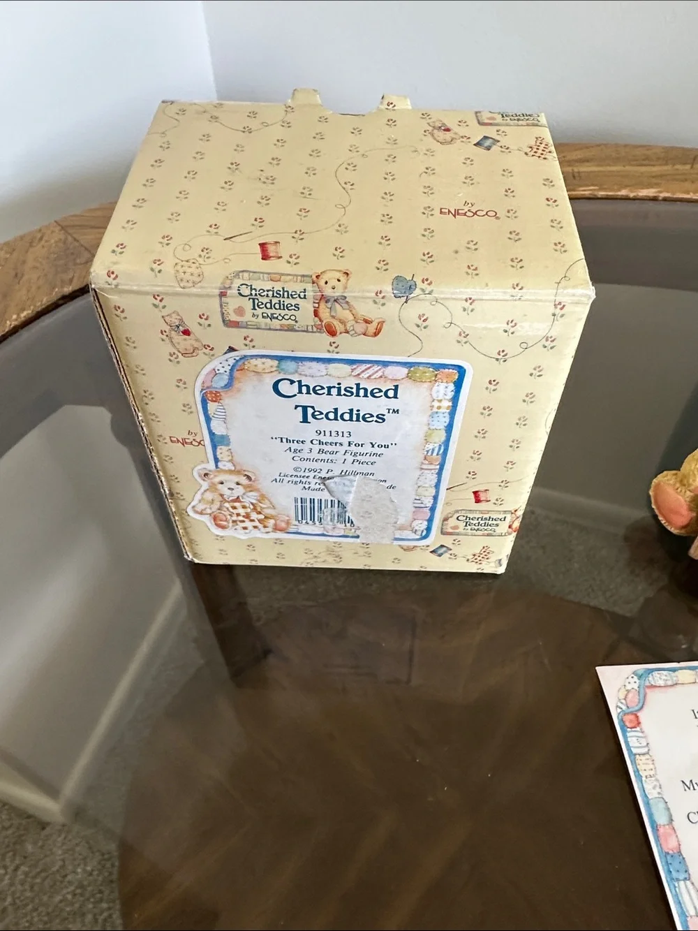 Cherished Teddies Yellow Bear with Green Chair Figurine